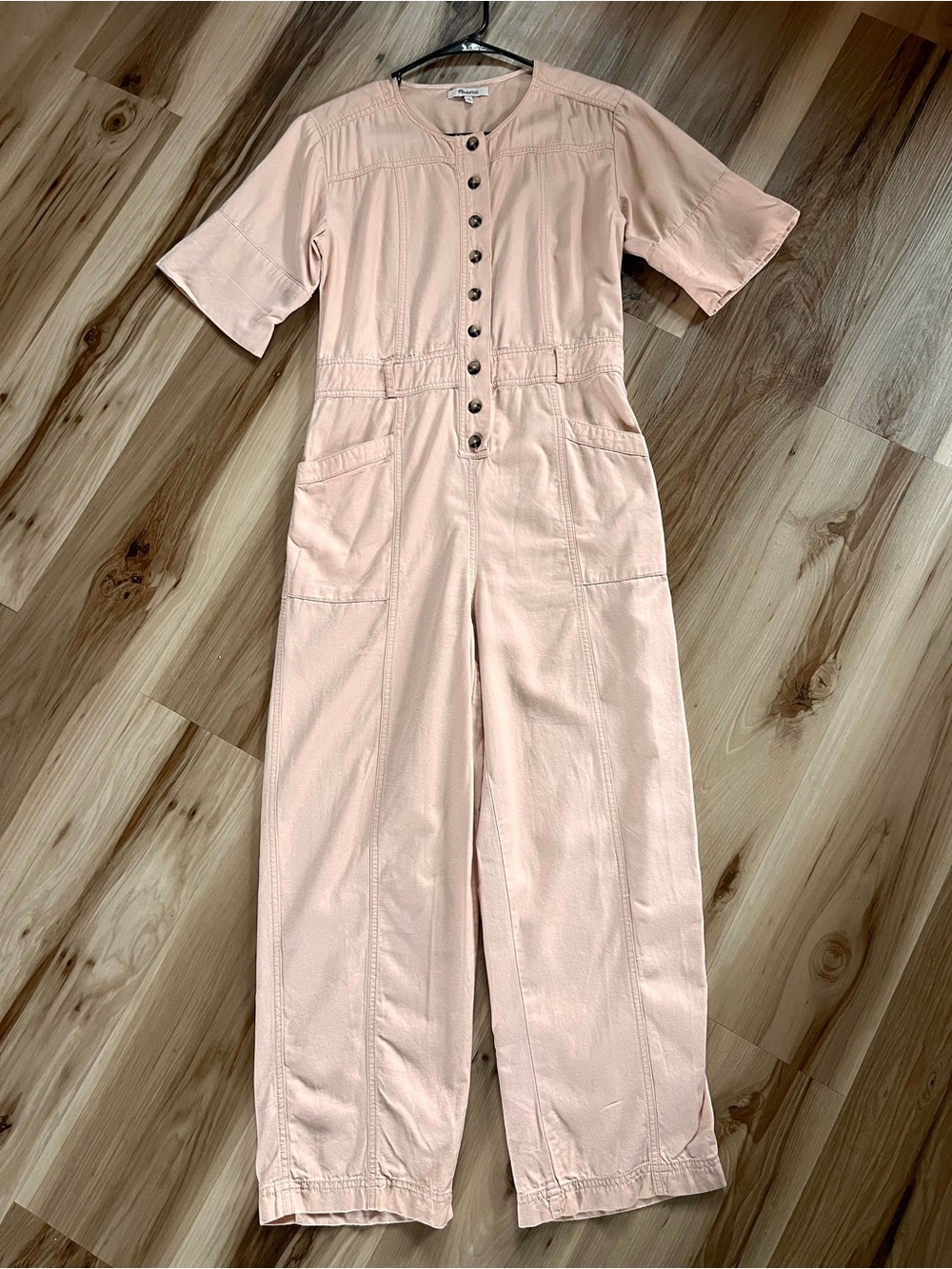 Madewell 00T Tall Top Stitched Overall Jumpsuit Pale Peach Utility Gorpcore